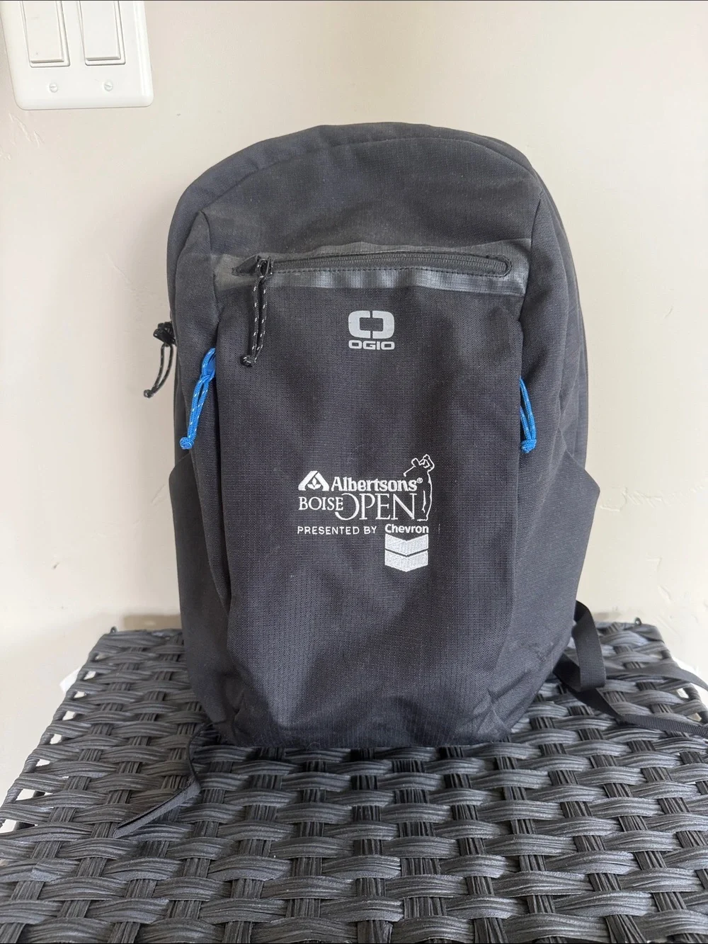 OGIO Black Backpack with Blue Accents and Boise Open Logo